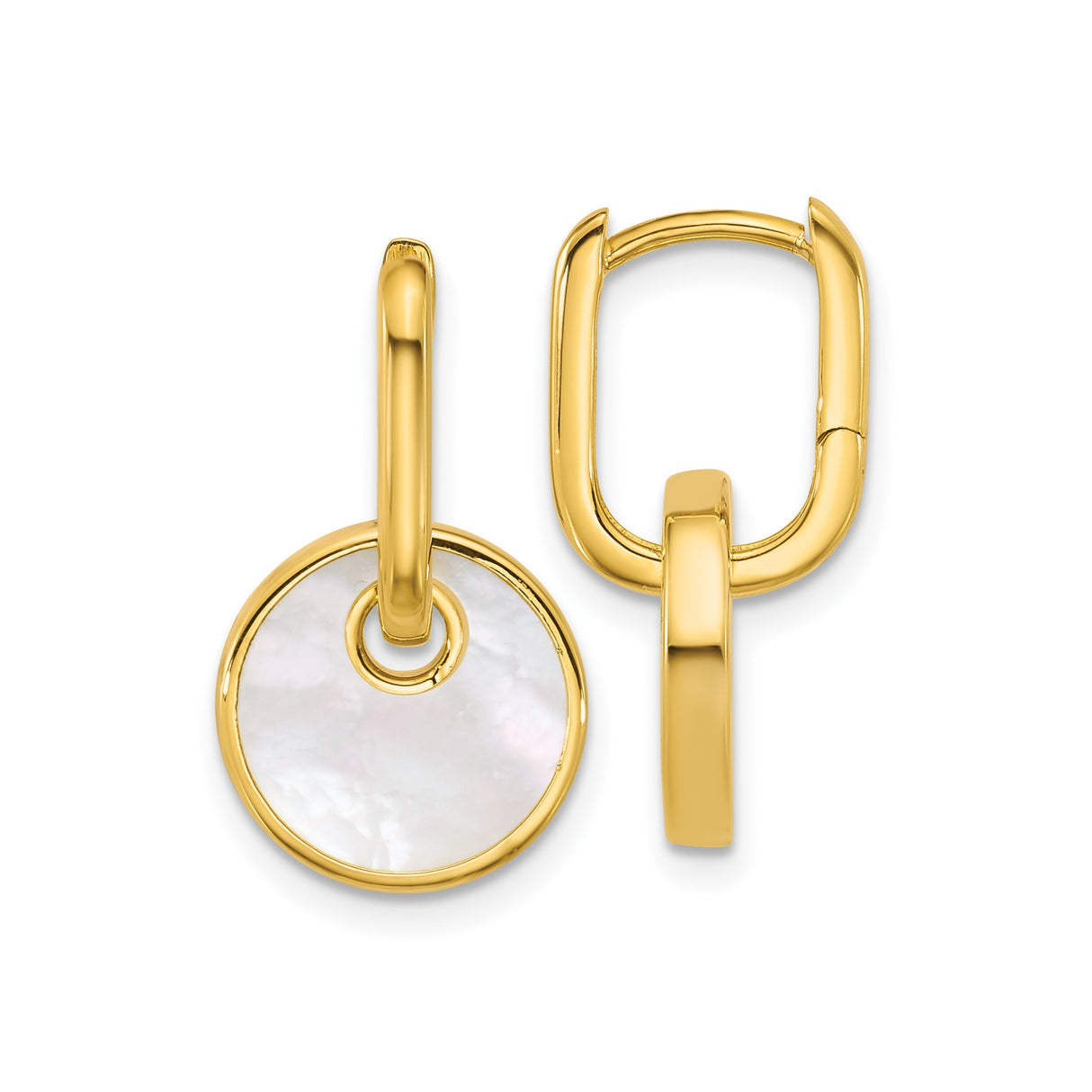 Sterling Silver Dangle Earrings with Mother-of-Pearl Inlay, Modern Minimalist Design