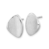Sterling Silver Triangle Stud Earrings, Brushed Finish, Asymmetrical Geometric Design