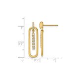 Sterling Silver Oval Dangle Earrings with Clear Cubic Zirconia, Modern Drop Design for Women