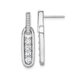 Sterling Silver Drop Earrings with Cubic Zirconia, Elongated Oval Dangle Design, Modern Formal Style