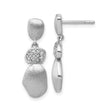 Sterling Silver Dangle Earrings with Clear Cubic Zirconia and Abstract Textured Design