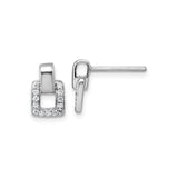 Sterling Silver Geometric Dangle Earrings with Cubic Zirconia and Open Link Design