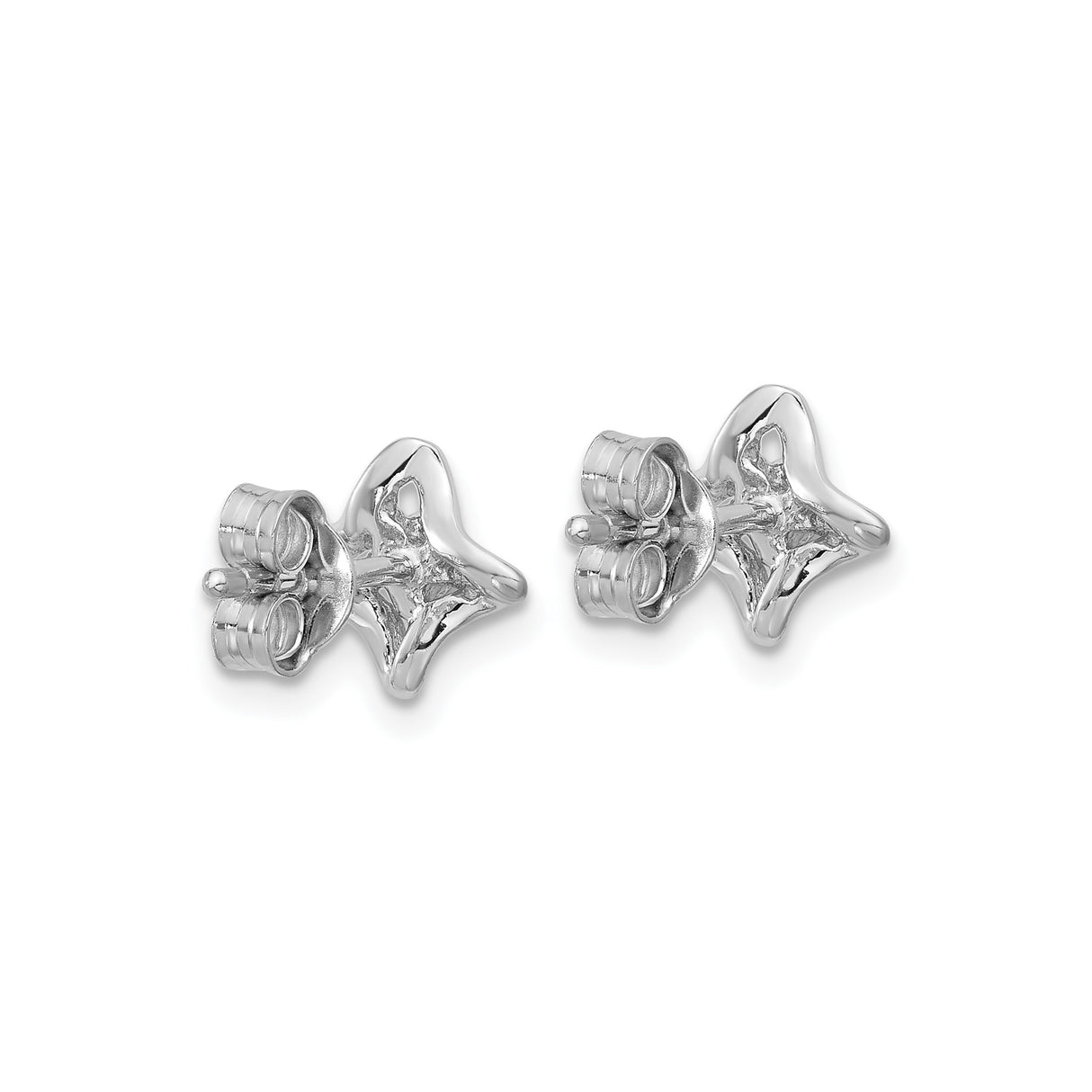 Sterling Silver Star Stud Earrings with Cubic Zirconia, Rhodium Plated Minimalist Floral Design