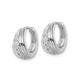 Sterling Silver Huggie Hoop Earrings with Cubic Zirconia, Polished Modern Minimalist Design