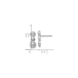 Sterling Silver Stud Earrings with Cubic Zirconia Halo, Vertical Trio Disc Design