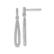 Sterling Silver Dangle Earrings with Cubic Zirconia, Elongated Teardrop Design