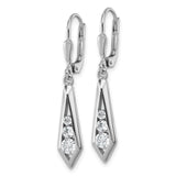 Sterling Silver Drop Earrings with Graduated Round Cubic Zirconia, Leverback Dangle Design