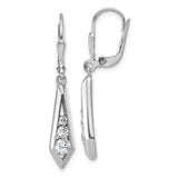 Sterling Silver Drop Earrings with Graduated Round Cubic Zirconia, Leverback Dangle Design