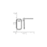 Sterling Silver Rectangle Stud Earrings with Round Cubic Zirconia and Pavé Accents