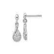 Sterling Silver Teardrop Dangle Earrings with Cubic Zirconia, Rhodium Plated Drop Design