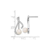 Sterling Silver Pearl Stud Earrings with Cubic Zirconia, Modern Twist Design for Women