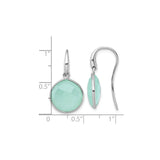 Sterling Silver Dangle Earrings with Faceted Chalcedony, Bezel Set Hook Style