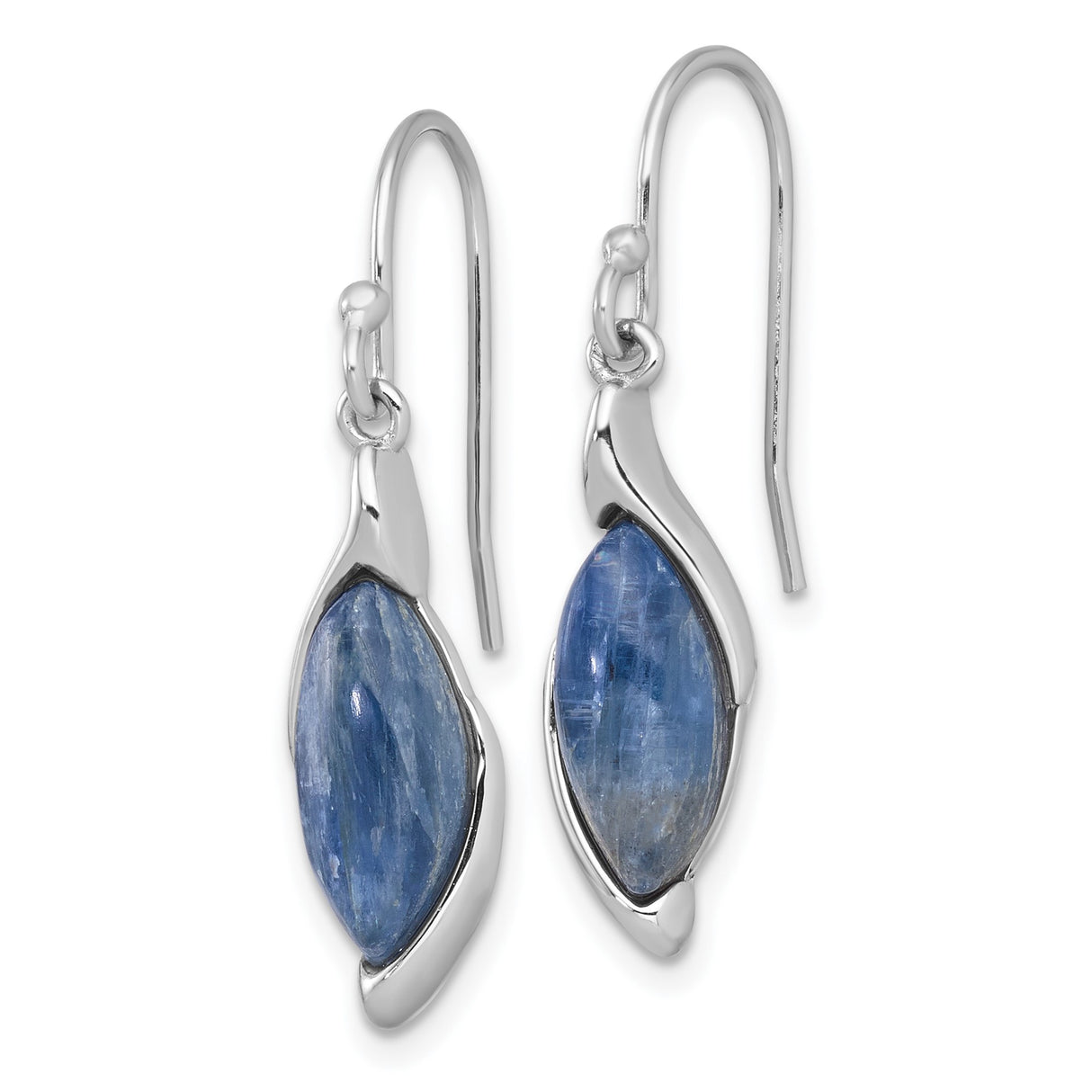 Sterling Silver Drop Earrings with Marquise Kyanite, Modern Sculpted Design