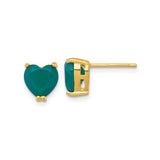 Sterling Silver Heart Stud Earrings with Chalcedony, Gold-Plated, Romantic Design for Women