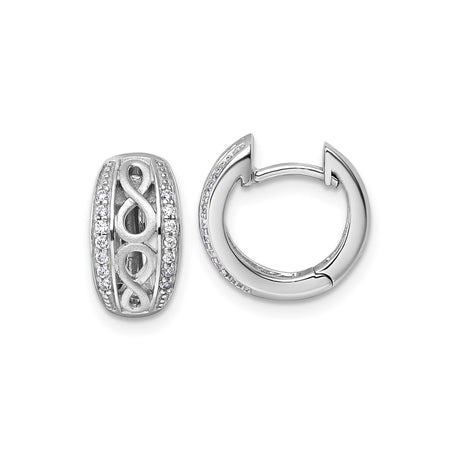 Sterling Silver Infinity Hoop Earrings with Cubic Zirconia, Openwork Design