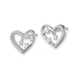 Sterling Silver Heart and Star Stud Earrings with Cubic Zirconia Accents