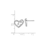 Sterling Silver Heart and Star Stud Earrings with Cubic Zirconia Accents