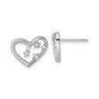 Sterling Silver Heart and Star Stud Earrings with Cubic Zirconia Accents