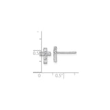 Sterling Silver Cross Stud Earrings with Cubic Zirconia, Rhodium Plated, Christian Design
