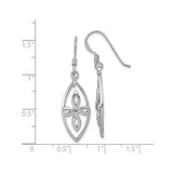 Sterling Silver Dangle Earrings with Open Marquise Frame, Celtic Knot Design for Women