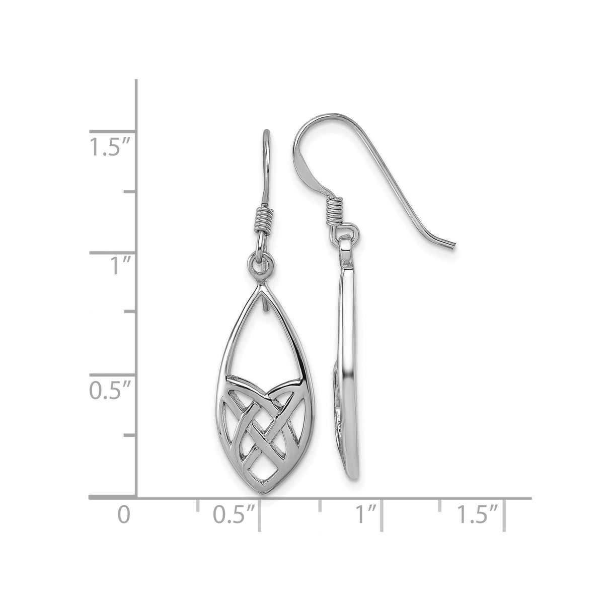 Sterling Silver Dangle Earrings with Open Teardrop and Celtic Knot Design for Women