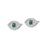 Sterling Silver Evil Eye Stud Earrings Turquoise Center CZ