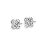Sterling Silver Stud Earrings with Cubic Zirconia, Floral Clover Design for Women