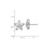 Sterling Silver Flower Stud Earrings with Marquise and Round Cubic Zirconia