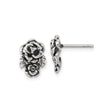 Sterling Silver Rose Stud Earrings with Cubic Zirconia, Vintage Floral Design for Women