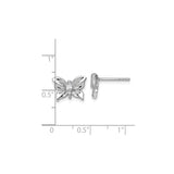 Sterling Silver Butterfly Stud Earrings with Cubic Zirconia, Polished Finish, Nature-Inspired Design