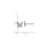 Sterling Silver Butterfly Stud Earrings with Cubic Zirconia, Rhodium Plated Nature-Inspired Design