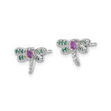 Sterling Silver Dragonfly Stud Earrings with Cubic Zirconia, Nature-Inspired Insect Jewelry