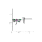 Sterling Silver Dragonfly Stud Earrings with Cubic Zirconia, Nature-Inspired Insect Jewelry