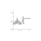Sterling Silver Whale Tail Stud Earrings With Pave CZ