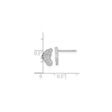 Sterling Silver Footprint Stud Earrings Rhodium CZ