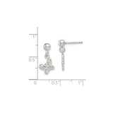 Sterling Silver Butterfly Dangle Stud Earrings, Polished Finish, Nature-Inspired Design for Women