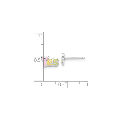 Sterling Silver Yes Design Multicolor Enamel Stud Earrings