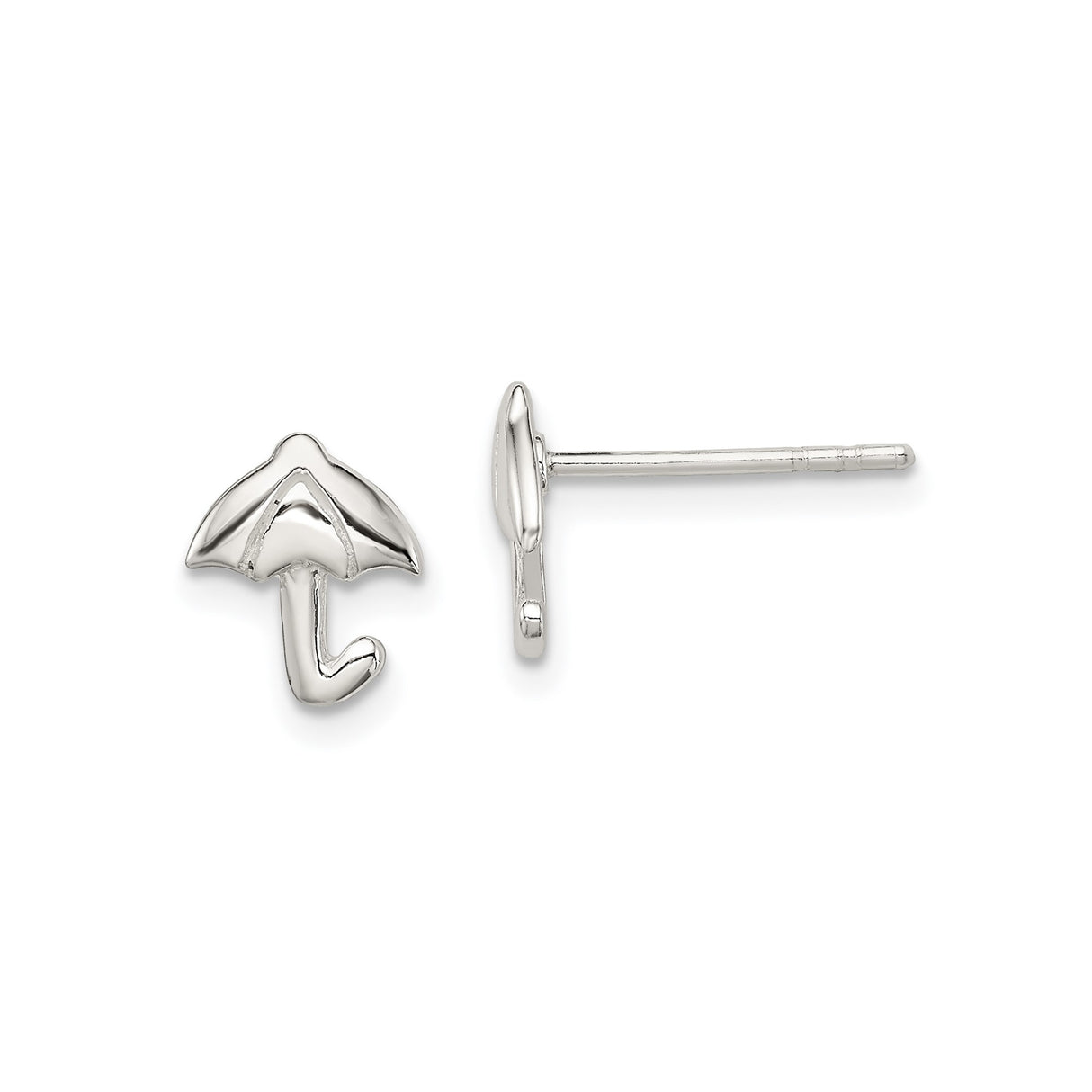 Sterling Silver Umbrella Stud Earrings for Women and Girls, Whimsical Weather Motif Jewelry with Minimalist Design, Cute Silver Umbrella Studs for Casual Wear, Dainty Everyday Themed Earrings