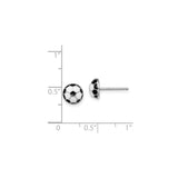 Sterling Silver Soccer Ball Stud Earrings with Black and White Enamel, Unisex Sports Style