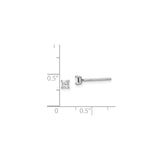 Sterling Silver Stud Earrings with Princess Cut Cubic Zirconia, Square Minimalist Design