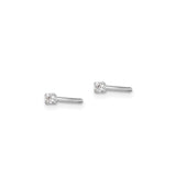 Sterling Silver Stud Earrings with Round Cut Cubic Zirconia, Minimalist Four Prong Setting