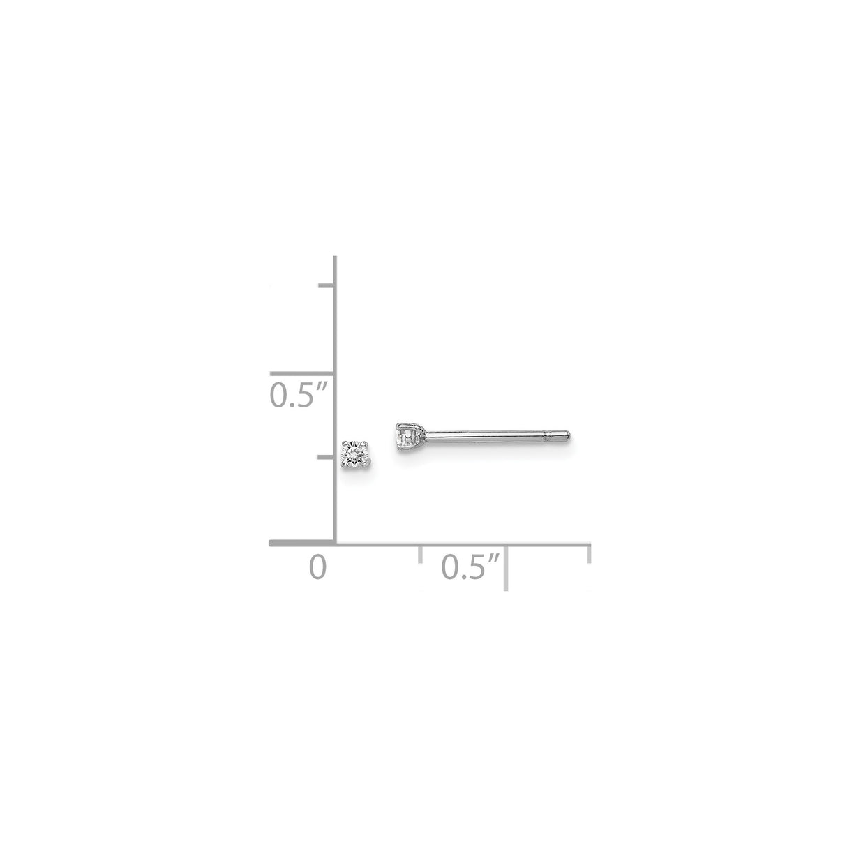 Sterling Silver Stud Earrings with Round Cut Cubic Zirconia, Minimalist Four Prong Setting