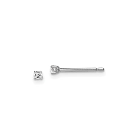 Sterling Silver Stud Earrings with Round Cut Cubic Zirconia, Minimalist Four Prong Setting