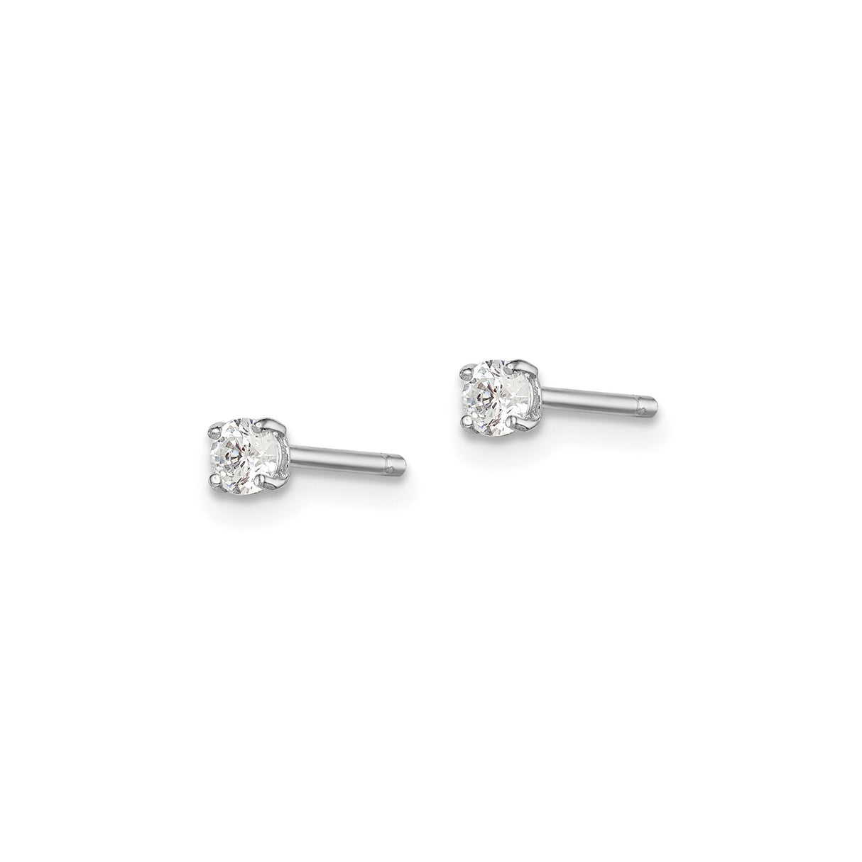 Sterling Silver Stud Earrings with Round Cut Cubic Zirconia in Classic Four Prong Setting