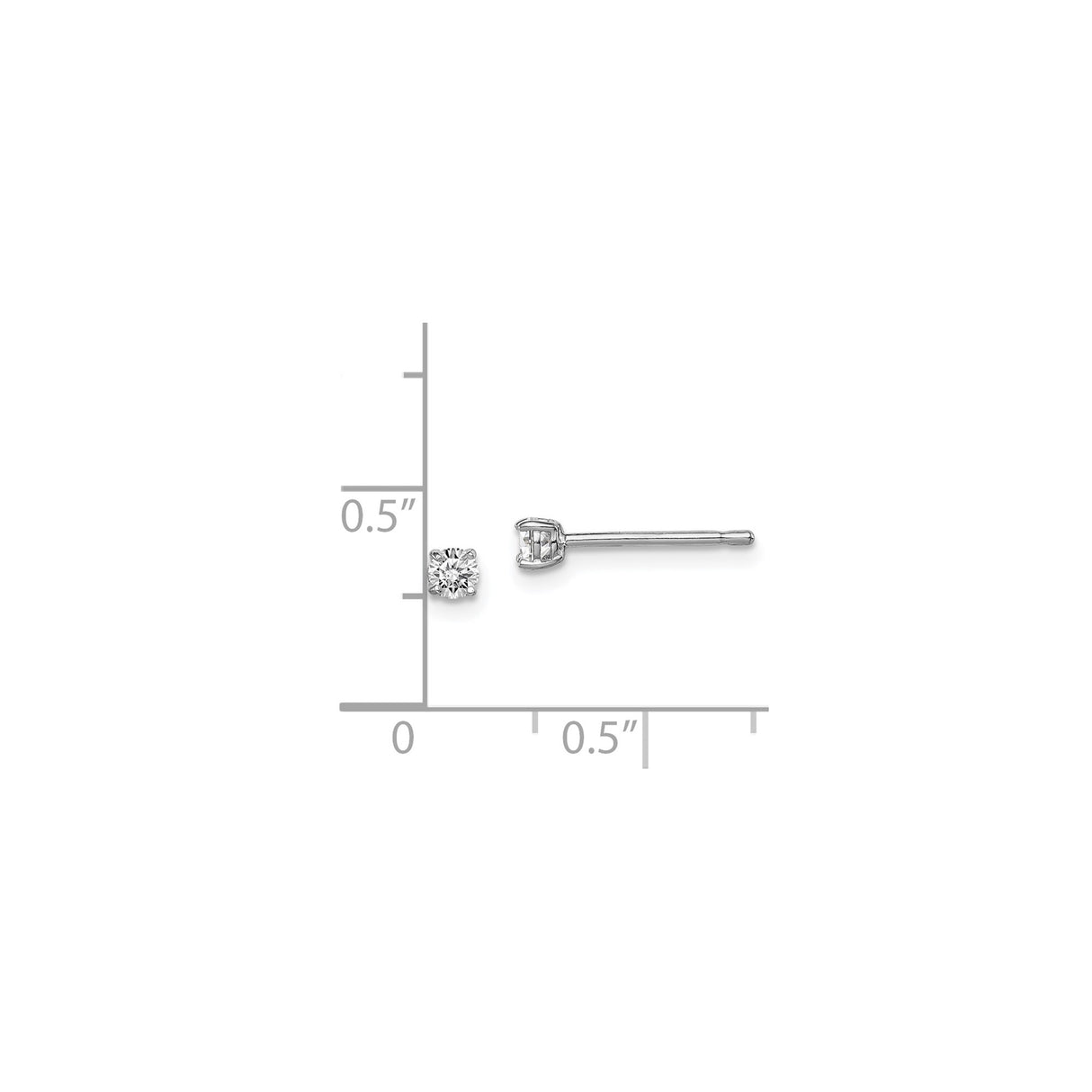 Sterling Silver Stud Earrings with Round Cut Cubic Zirconia in Classic Four Prong Setting