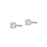 Sterling Silver Stud Earrings with Round Cubic Zirconia, Classic Minimalist Design