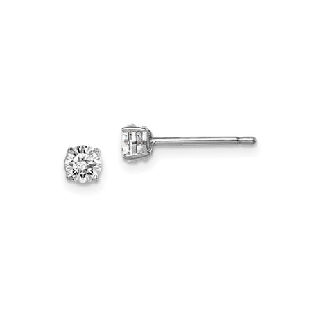 Sterling Silver Stud Earrings with Round Cubic Zirconia, Classic Minimalist Design