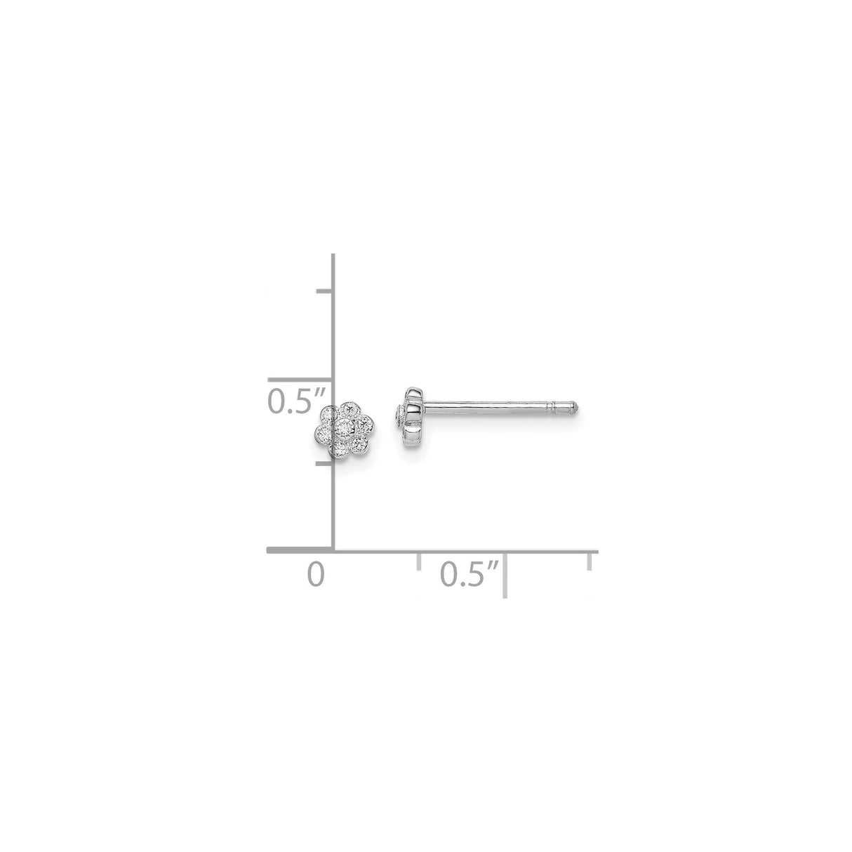 Sterling Silver Flower Stud Earrings with Cubic Zirconia, Dainty Floral Design for Women