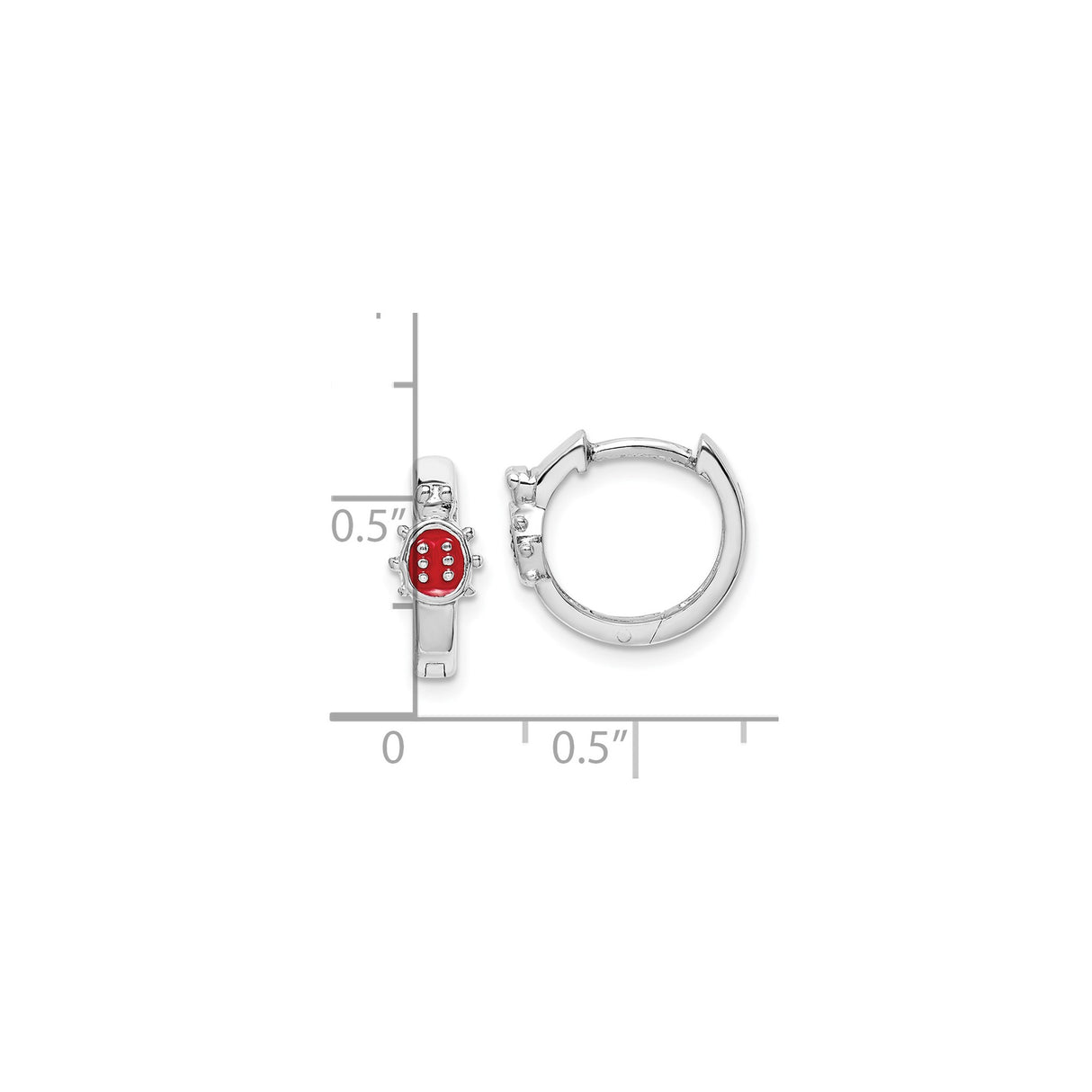 Sterling Silver Ladybug Hoop Earrings with Red Enamel, Dainty Insect Design for Girls