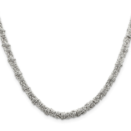925 White Gold 4 mm Polished Chain Necklace, Solid